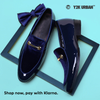 The Men's Velvet Tuxedo® / Y2K Urban™ Gentleman / Dress Shoes / Navy Blue - Selected 2022 Best Luxury Wedding and Formal Event Loafers - Get Yours @ Mr. Brogues